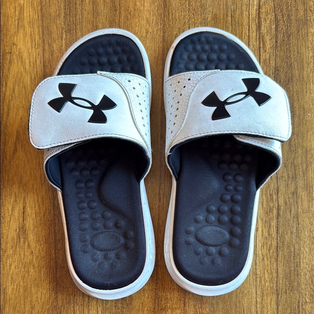 Under Armour Kids Slide Sandals - Black and White